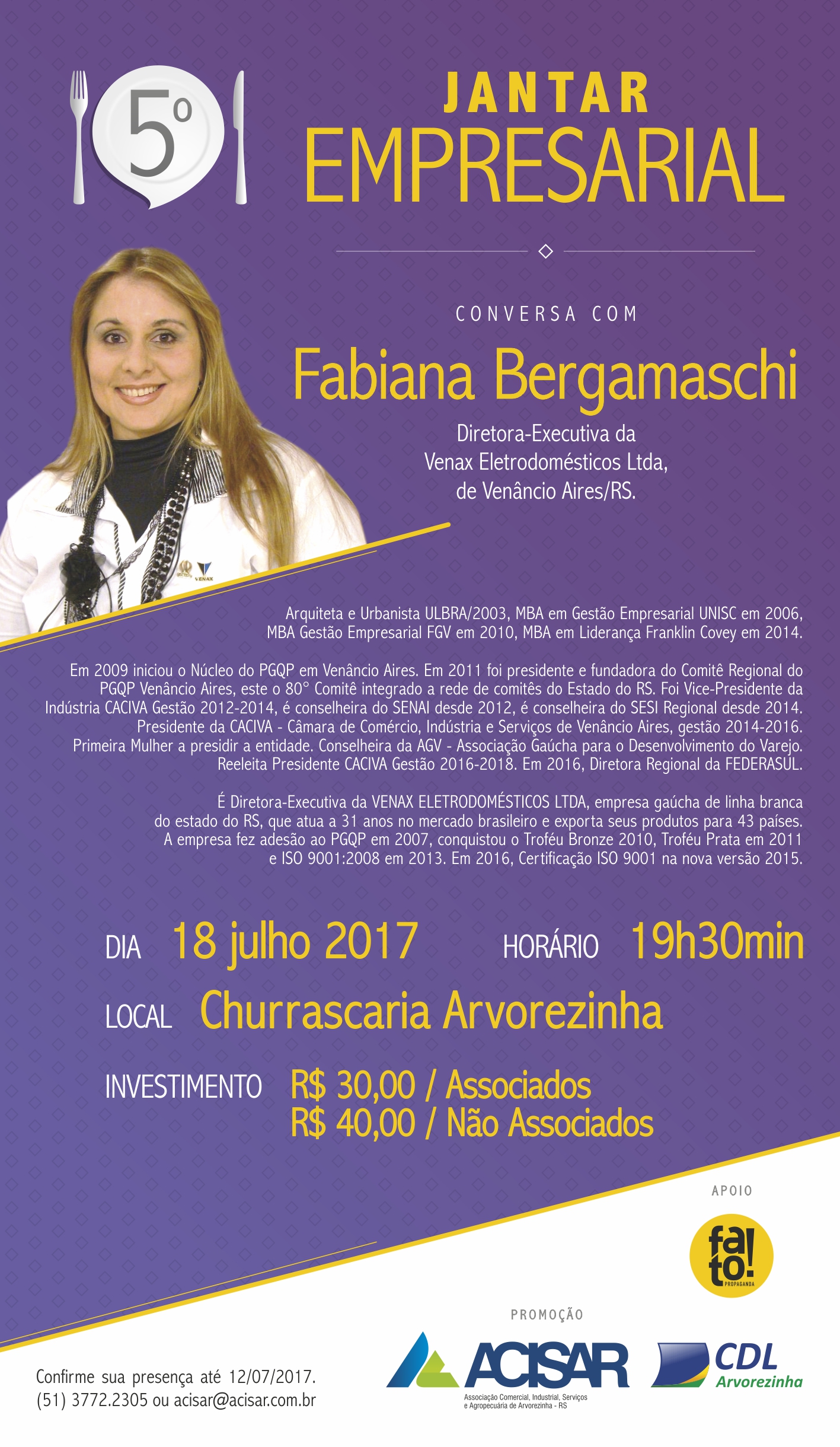 5º Jantar Empresarial acontece em julho.